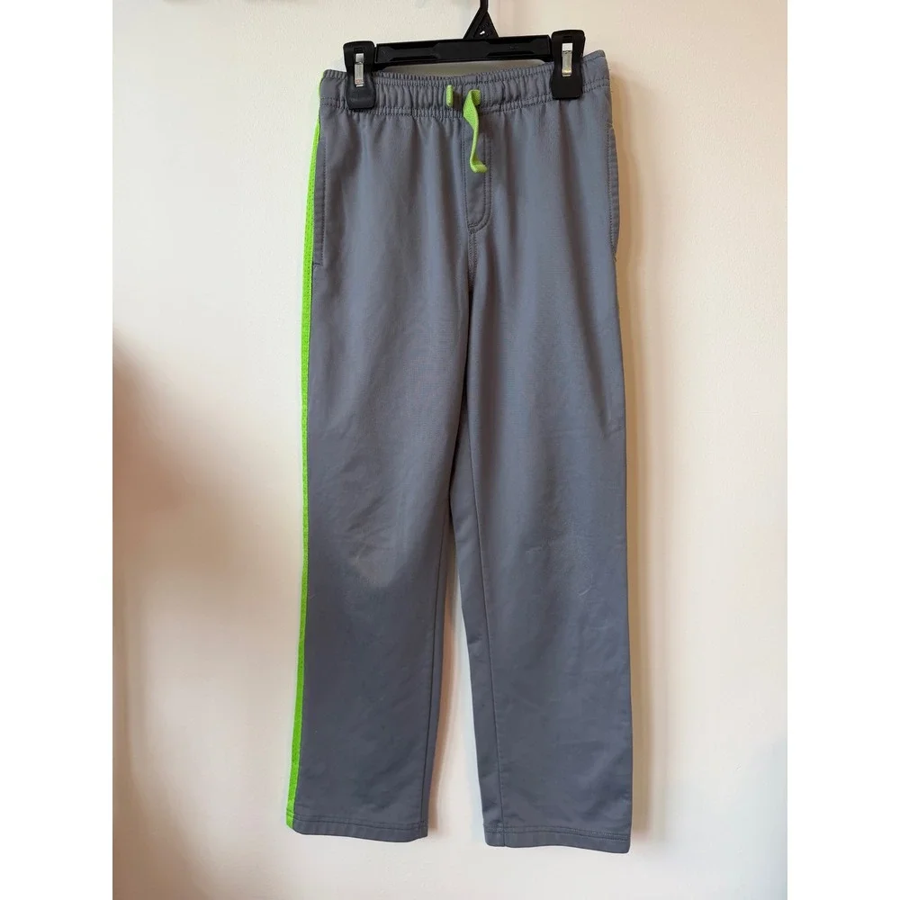 Gymboree Boys Gray Neon Green Stripe Athletic Track Pants Size 10 RN70530